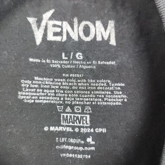Marvel Venom Shirt Men's Large Black AOP Double Sided Graphic Spiderman Comics - Picture 7 of 9